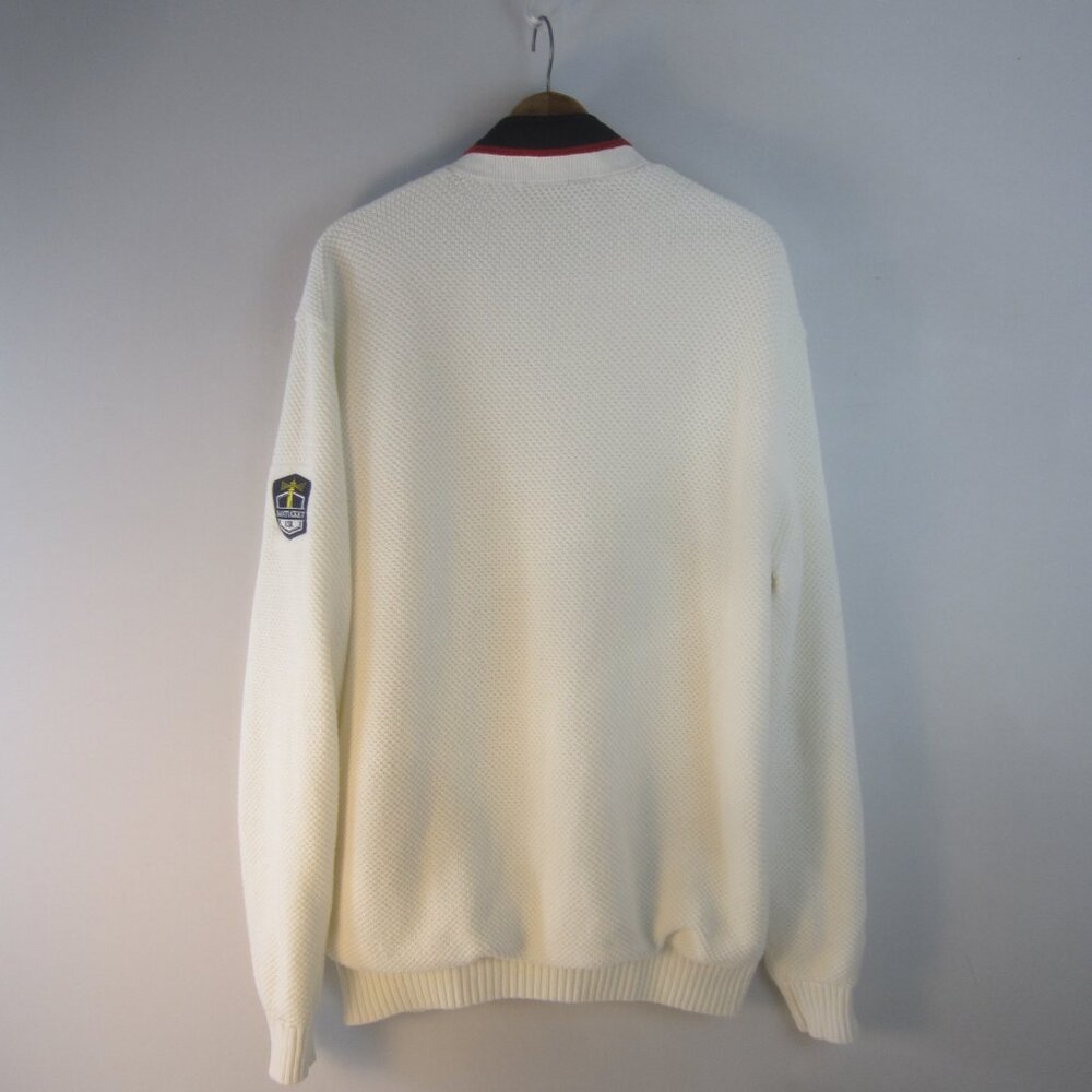 Holebrook Sweden Men XL Red White Blue Organic Cotton Zip Sweater Nantucket RISK - Picture 2 of 12